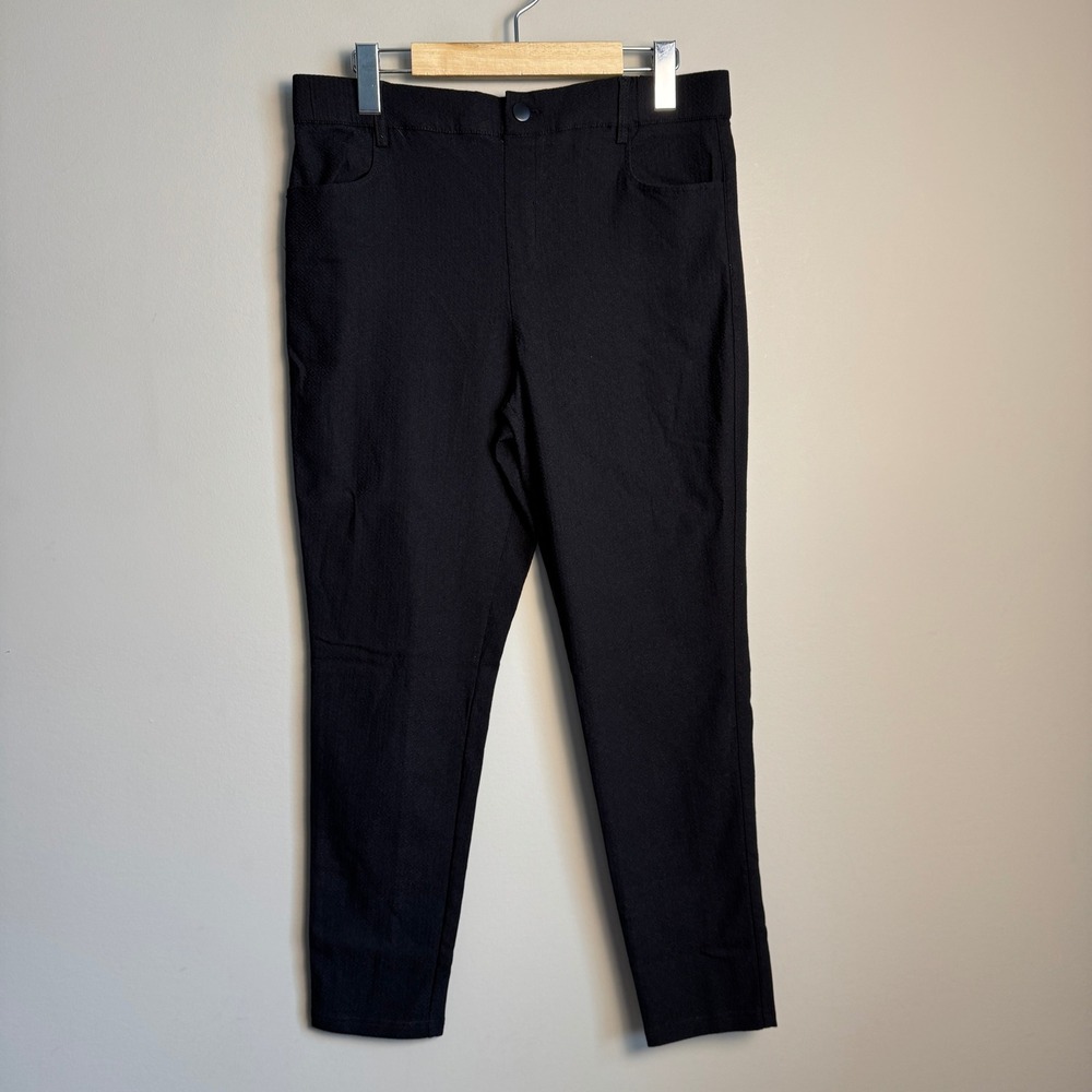 Mario Serrani Italy Womens Black Textured Pull On Ankle Pants‎ Medium Slim Fit